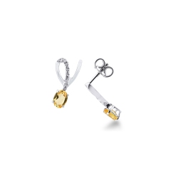 18k white gold earrings with yellow topaz and diamonds 