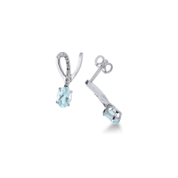 18k white gold earrings with diamonds and aquamarines 