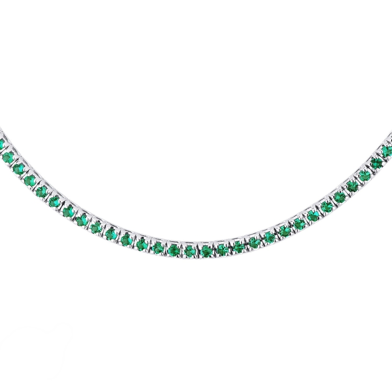 18k white gold tennis necklace with emeralds