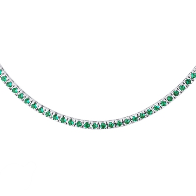 18k white gold tennis necklace with emeralds