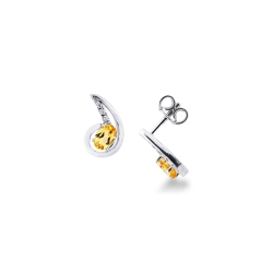 Fancy earrings in 18k white gold with diamonds and citrines