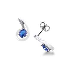 Fancy earrings in 18k white gold with diamonds and sapphires