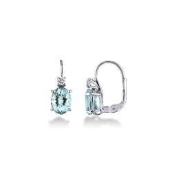 18k white gold drop earrings with diamonds and aquamarines 