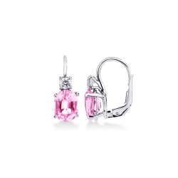White gold 18k drop earrings with pink sapphires and diamonds 