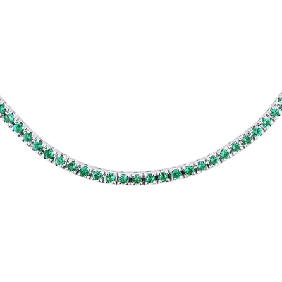 Emerald tennis necklace in 18k white gold