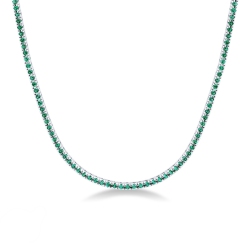 Emerald tennis necklace in 18k white gold