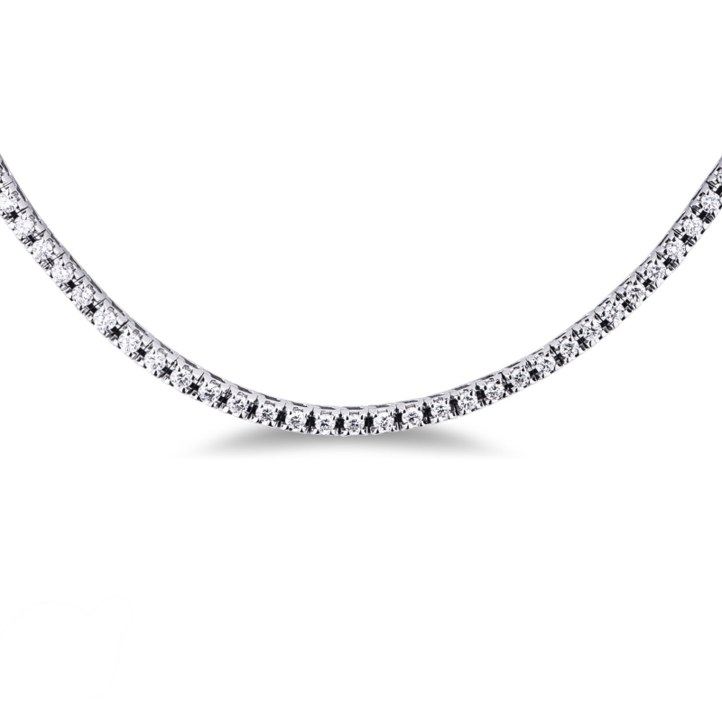  tennis chain in 18k white gold with round cut diamonds