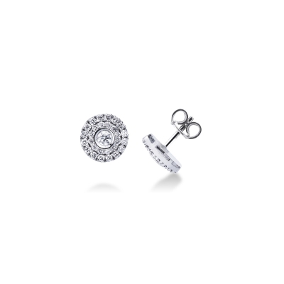 White gold 18k halo diamonds stud earrings 