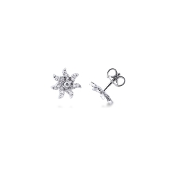 Sun earrings in 18k white gold with diamonds