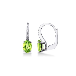 White gold 18k drop earrings with peridots and diamonds 
