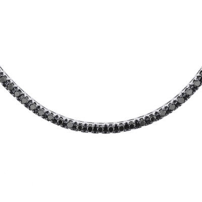 Black diamond tennis necklace in 18k white gold