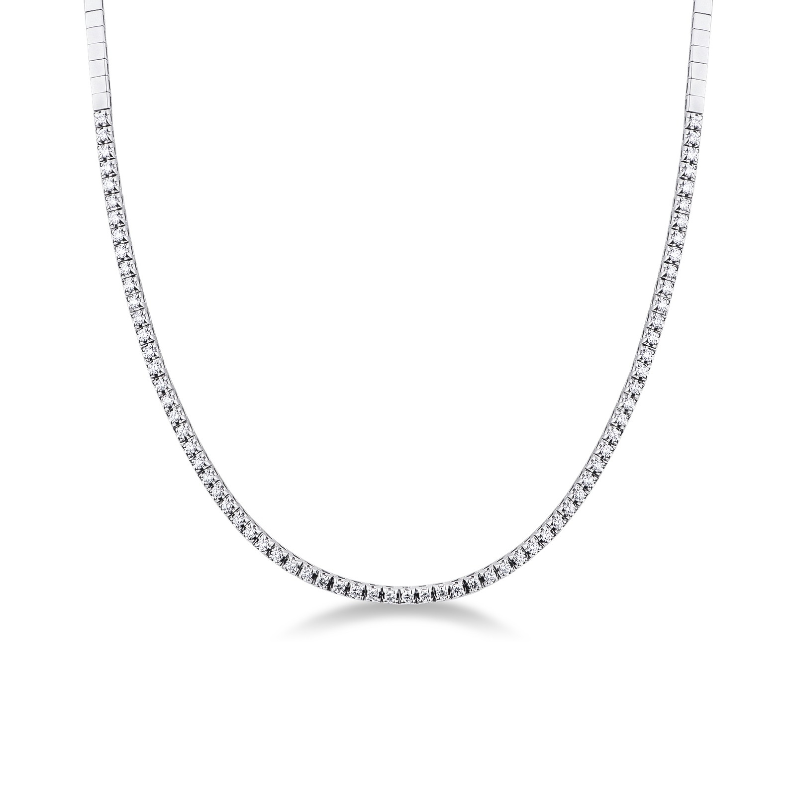 Collana Tennis Donna Con Zirconi Bianchi 3mm, Placcata Oro, Regolabile 35+5 Cm, Gioiello Elegante