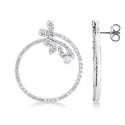 Hoop earrings in white gold 18k with diamonds