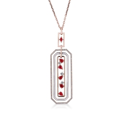 18k rose gold necklace with fancy pendant with diamonds and rubies
