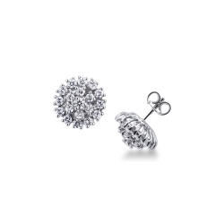 18k white gold round stud cluster earrings with diamonds 
