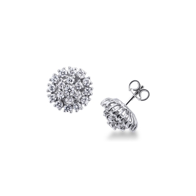18k white gold round stud cluster earrings with diamonds 