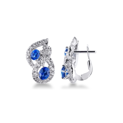 18k white gold earrings with blue sapphires and diamonds