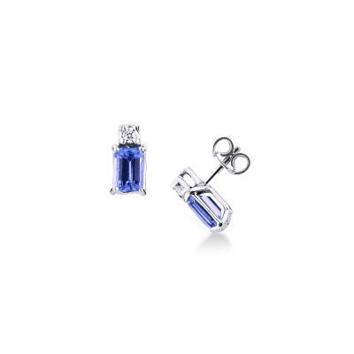 Earrings in white gold 18k with tanzanite and diamonds