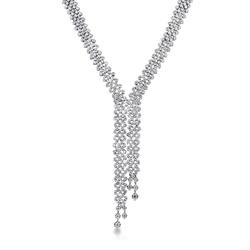 Girocollo donna design in oro bianco 18k con diamanti
