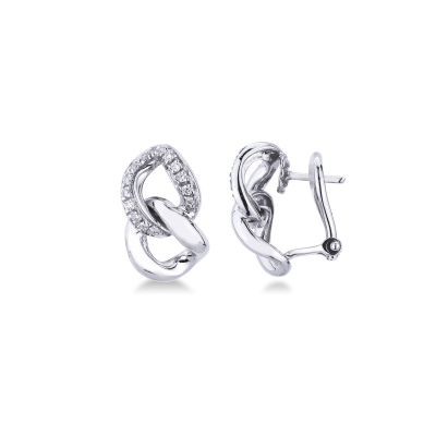 18k white gold groumette earrings with diamonds 