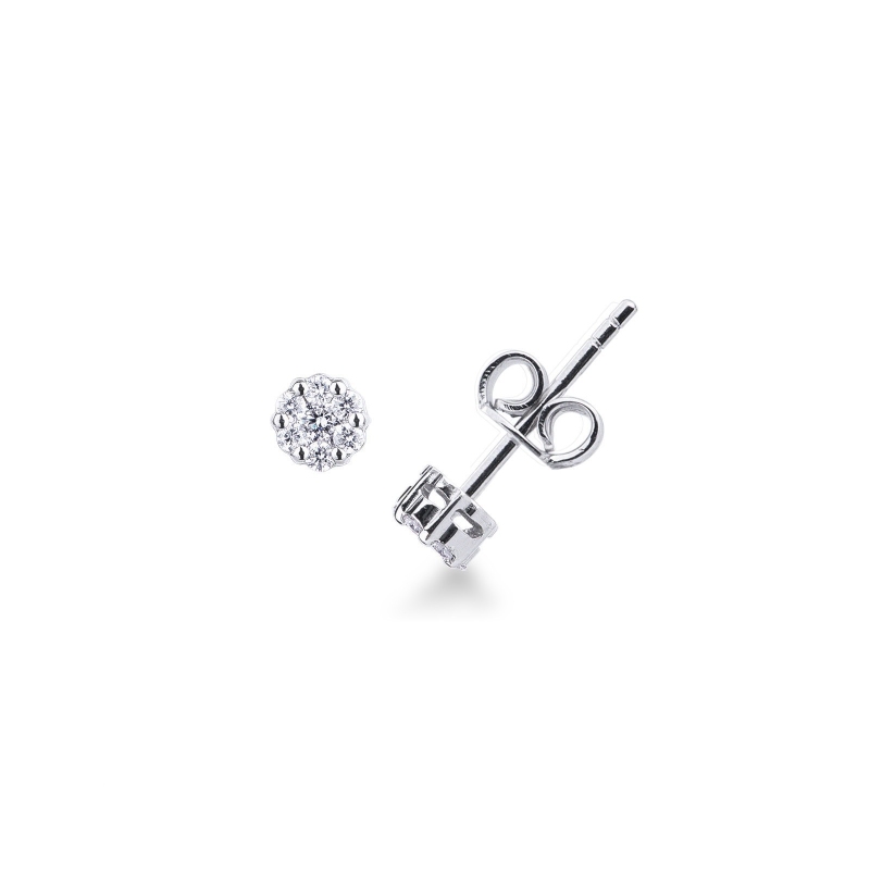 Orecchini in Oro Bianco 18k con pavè in Diamanti, ct. 0,22