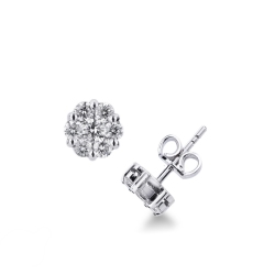 White gold 18k stud diamond flower earrings 