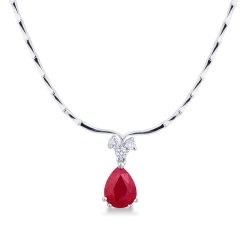 Semirigid necklace with big central ruby and diamonds