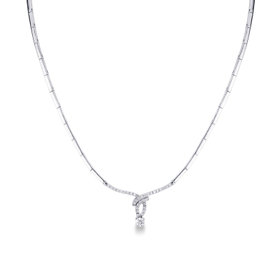 18k white gold semirigid necklace with diamonds