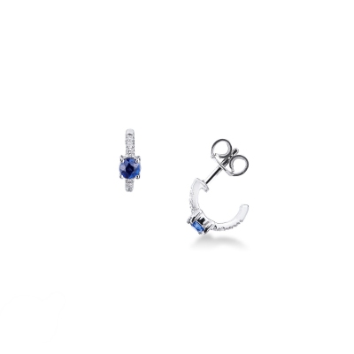 18k white gold earrings with blue sapphires and diamonds