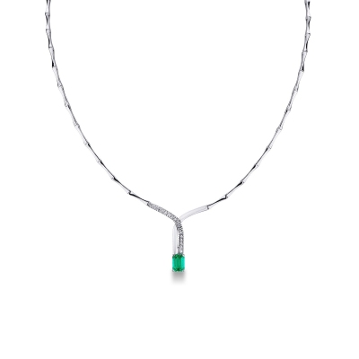 Semirigid necklace with emerald and diamonds 