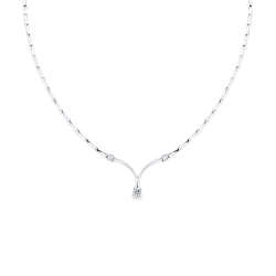 Semirigid V-shaped necklace with diamonds 