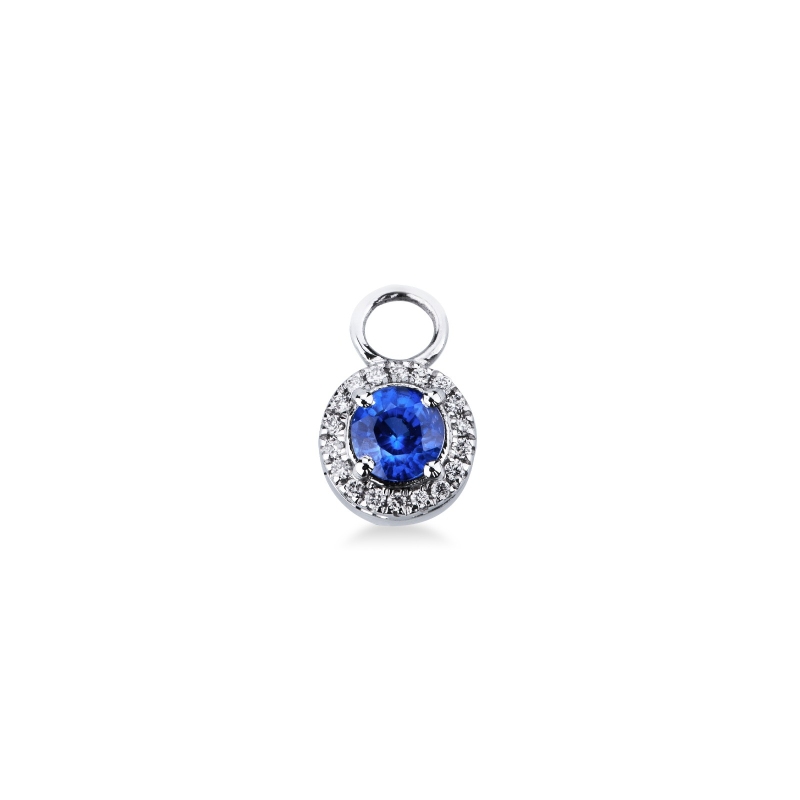 Charm in oro bianco 18k zaffiro blu e diamanti