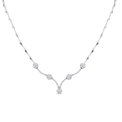 Semirigid necklace with diamond flowers