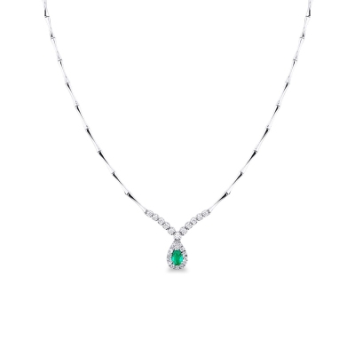 Necklace semirigid with emerald and diamonds