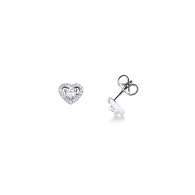 18k white gold heart earrings with diamonds
