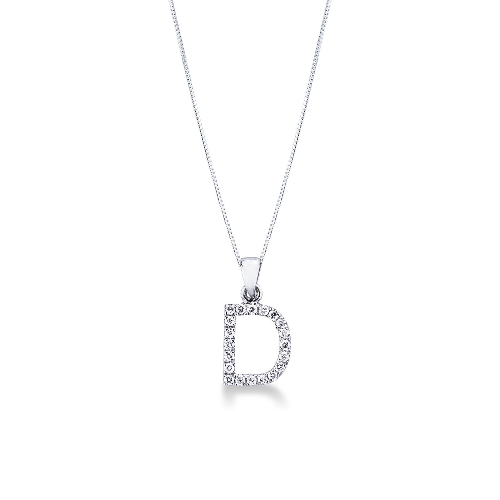 Philip Jones - Collana Con Iniziale D In Argento Placcato E Cristalli Zirconia