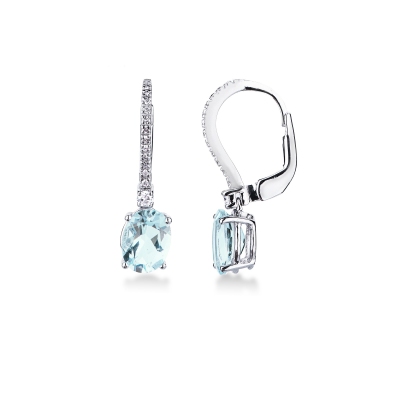 18k white gold earrings with aquamarine and diamonds