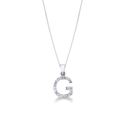 White gold 18k letter G pendant with diamonds