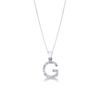 White gold 18k letter G pendant with diamonds