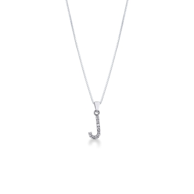 Letter J pendant with diamonds 