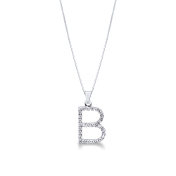 Letter B pendant with round cut diamonds