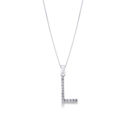 Letter L pendant with round cut diamonds