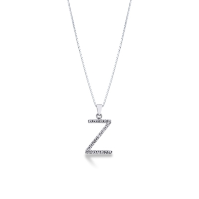 Letter Z pendant with round cut diamonds