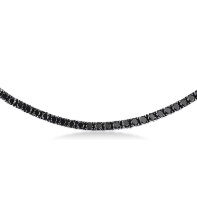Tennis necklace in white gold 18k with black diamonds