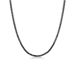 Tennis necklace in white gold 18k with black diamonds