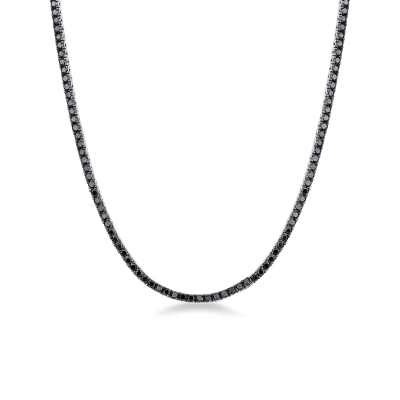 Tennis necklace in white gold 18k with black diamonds