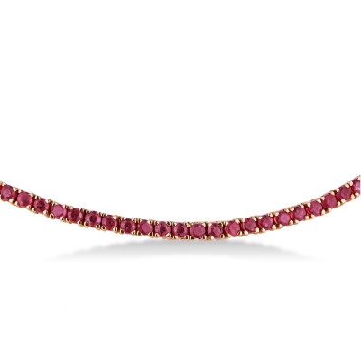 Tennis necklace in rose gold 18k with rubies 
