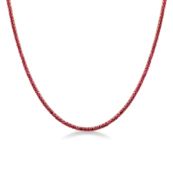Tennis necklace in rose gold 18k with rubies 