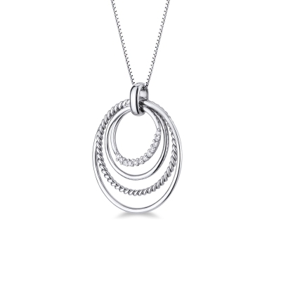 Fancy circles pendant in 18k white gold