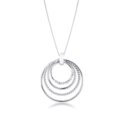 Fancy circles pendant in 18k white gold